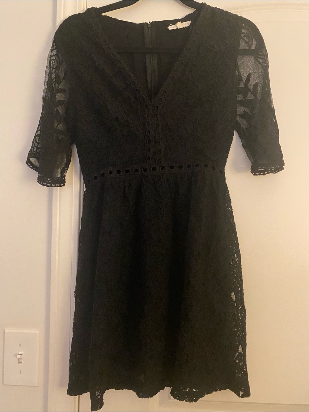 Elegant Black Lace V-Neck Dress Size S